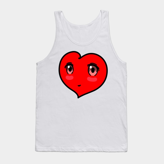 Big Bold Love Heart Design with Cute Face Tank Top by EnvelopeStudio